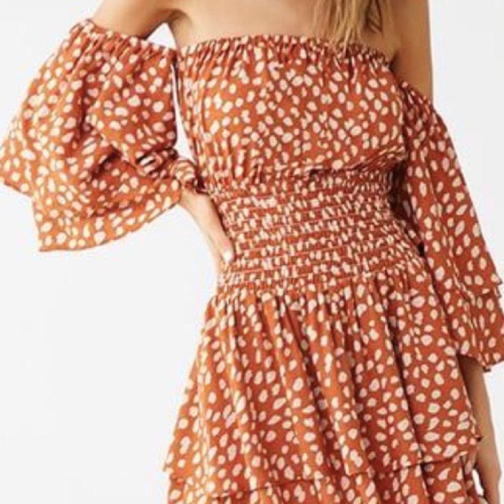 Forever 21 Off The Shoulder Polka-Dot Dress SIZE M